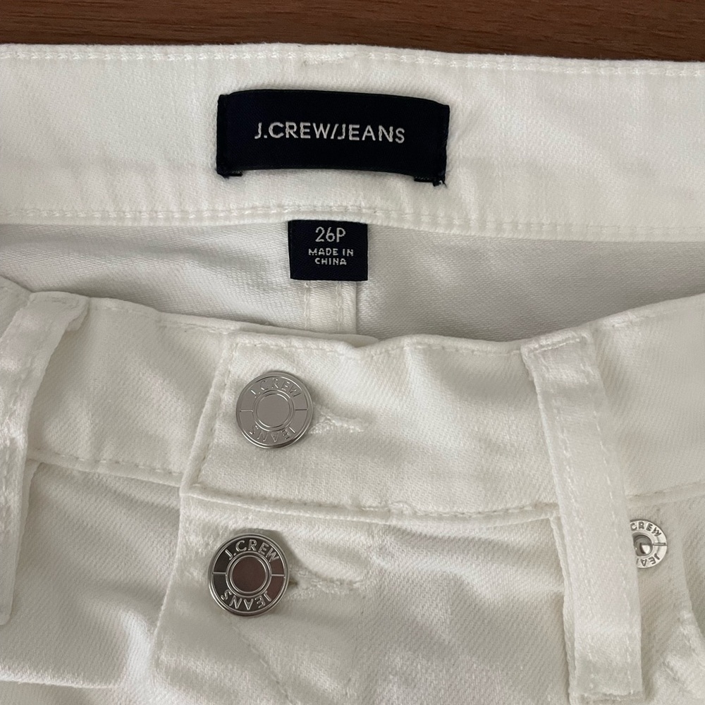 J. Crew High Rise White Denim Jean Silver Button Mini Skirt Size 26 - Picture 4 of 4